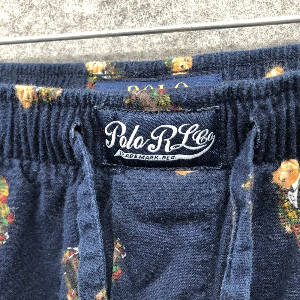 Polo Ralph Lauren Polo Bear Flannel Pajama Pants Mens M Navy Holiday Cotton